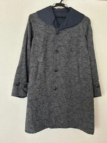 페이즐리 무늬 리버서블 카라 부착 코트