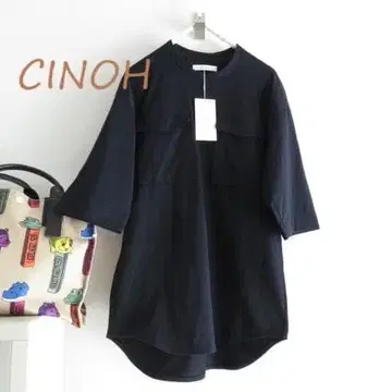 새상품 CINOH 치노 더블 포켓 T셔츠 5부 소매 네이비 36