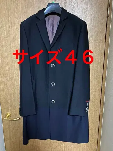 [ Dhim 더블 스탠다드 ] 바이컬러 체스터 코트 블랙 x 네이비