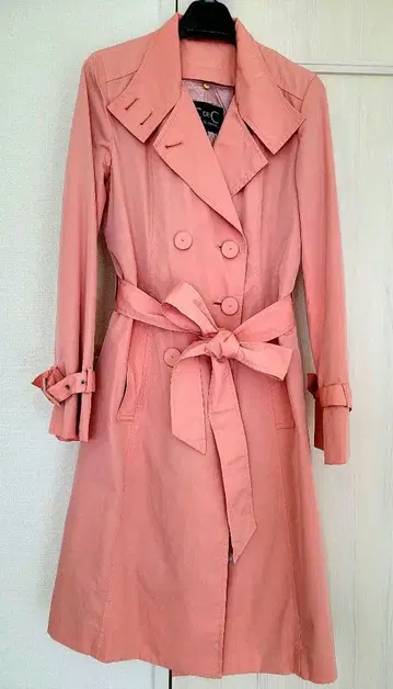 쿠 드 샹스 트렌치코트 핑크 M 사이즈