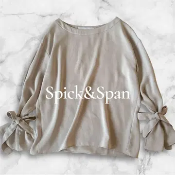 스픽 앤 스팬 드레이프감 블라우스 소매 리본 베이지 일본제
