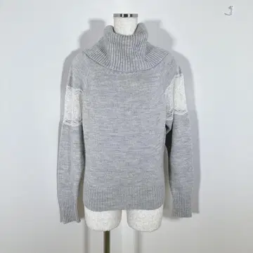 snidel 스나이델 니트 스웨터 오프 터틀 레이스 그레이 F