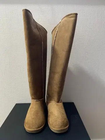 브라운 스웨이드 니하이 부츠