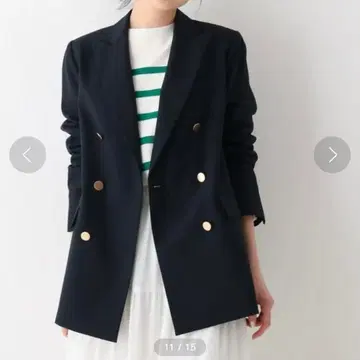 OPAQUE.CLIP 네이비 블레이저 자켓 골드 버튼