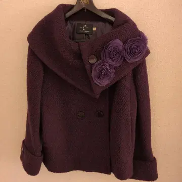 퍼플 플라워 모티브 숏코트