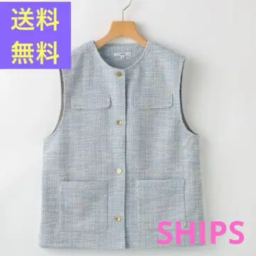 새상품급 쉽스 트위드 베스트 스카이블루 작은 키 히나 키즈 150