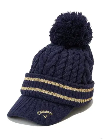 Callaway 니트 모자 네이비 폼폼 포함