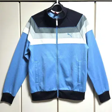푸마 트랙 자켓 저리 자수 로고 스카이블루 화이트 M 사이즈