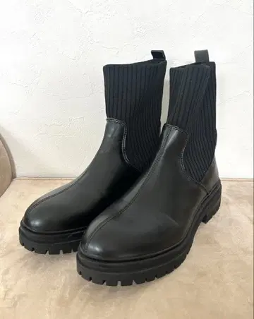 새상품급 시마무라 tal.by.yumi 니트 부츠 M 블랙 23~23.5