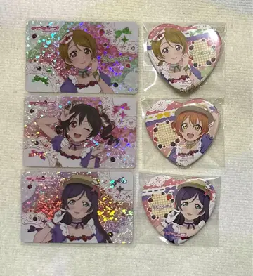 러브 라이브 Cafe party ver 하트형 캔배지 홀로그램 카드