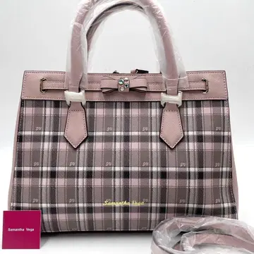 미사용 보관품 사만사 베가 2way 핸드백 체크 리본 핑크