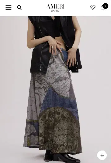 Ameri CARTOGRAPHIC PATTERN CUT SKIRT