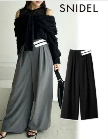 SNIDEL 허리 디자인 와이드 팬츠