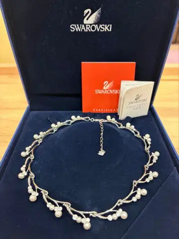 스와로브스키 목걸이 펄 크리스탈 웨딩 보증서 포함