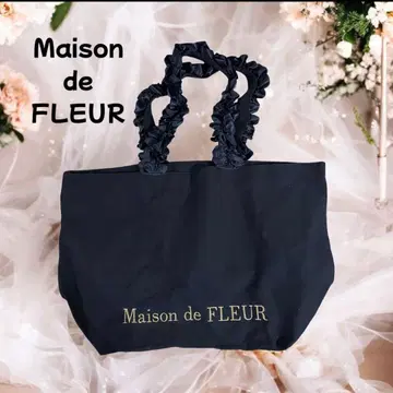 메종 드 플뢰르 토트백 L 사이즈 핸들 프릴 캠퍼스 토트 네이비