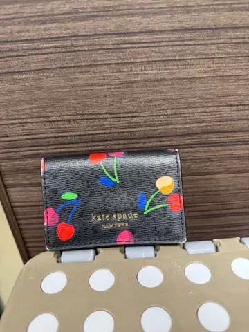 kate spade 미니 지갑 체리 패턴 3단 폴더형 지갑