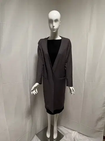 노카라 자켓 그레이 긴팔