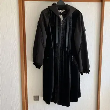 슈퍼 뷰티 벨루어 후드 부착 코트