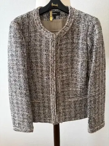 띠어리/Theory 트위드 직조 노카라 자켓