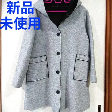 새상품 롱 코트 후드 부착 VIANTE 라이트 그레이