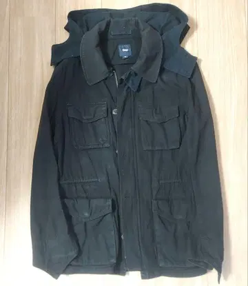 갭 Gap 필드 자켓 블랙 M 탈부착 후드 부착 코튼