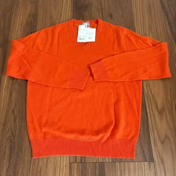 캐시미어 100% 오렌지 V넥 스웨터 M