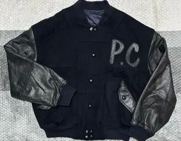 90s 파쪼클럽 바시티 자켓 자수 로고 다크 네이비 x 블랙 L 상당