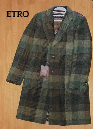 ETRO 체스터 코트 그린 계열 체크 size46