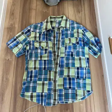 BILLABONG 반팔 셔츠 L 청록색 체크