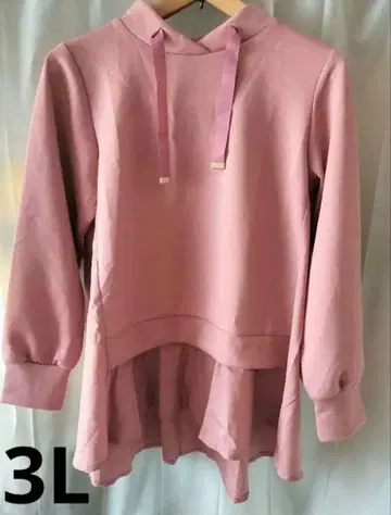 [ 3L ] 후드티 스타일 핑크 긴팔 절개 상의