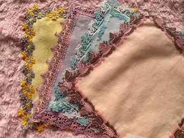 친택 레이스 손수건 4장 세트