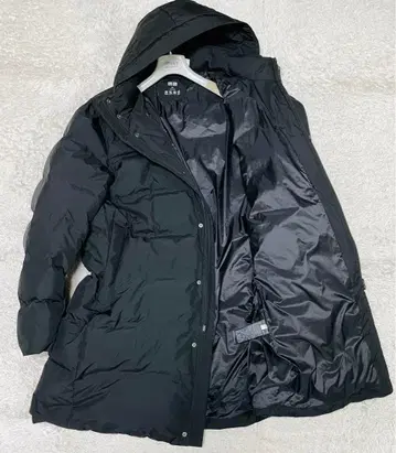 레어 3XL 빅 사이즈 유니클로 심리스 다운 롱 블랙 2way