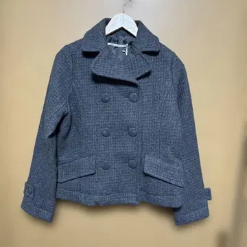 그레이 더블 브레스트 울 코트