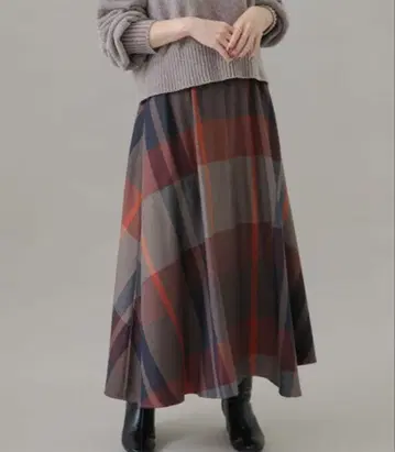 서니 라벨 빅 체크 이지 스커트//브라운