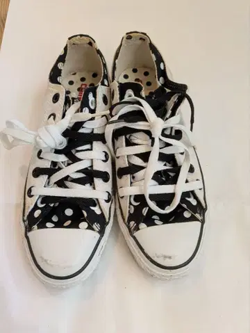 CONVERSE 올스타 도트 무늬 이중 원단 레어 모델 24.5cm