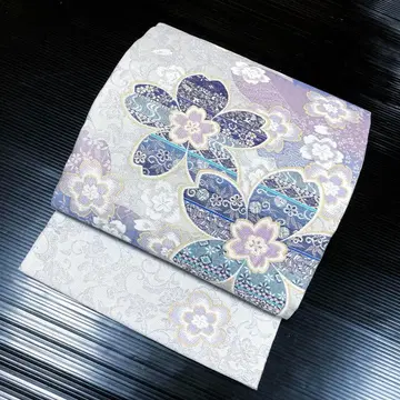 순수 실크 후쿠로 오비 미라클 코트 처리 [ 서양식 꽃 무늬 ]