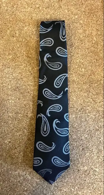 페이즐리 무늬 넥타이 블랙과 실버