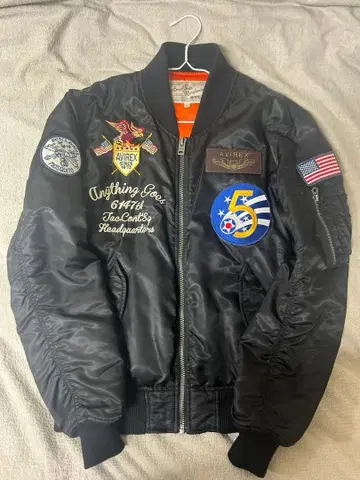 AVIREX 와펜/자수 플라이트 자켓 블랙 L