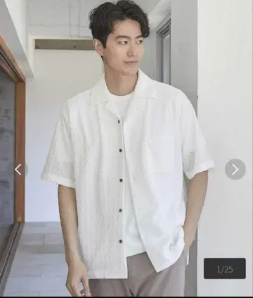 멘즈 비기 아가일 JQD 오픈 카라 반팔 셔츠