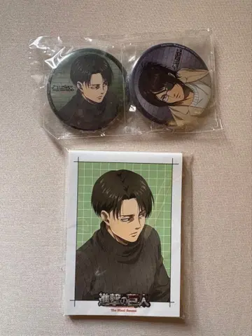 진격의 거인 Blu-ray 특전 리바이 & 한지 캔뱃지 & 메모장 세트