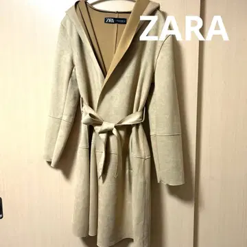 [ 새상품급 ] ZARA 후드 부착 베이지 롱 코트
