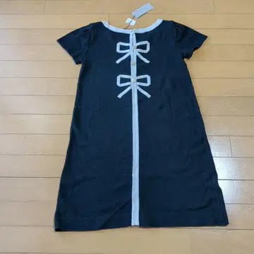 리본 포함 네이비 반팔 원피스