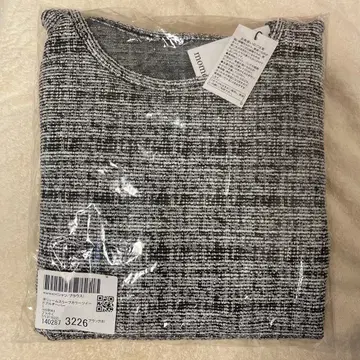 moment+ 볼륨 슬리브 컬러 트위드 풀오버 블랙 L