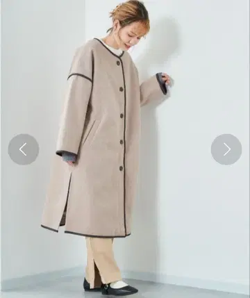 [미사용에 가까움] 세포 노카라 파이핑 코트 베이지