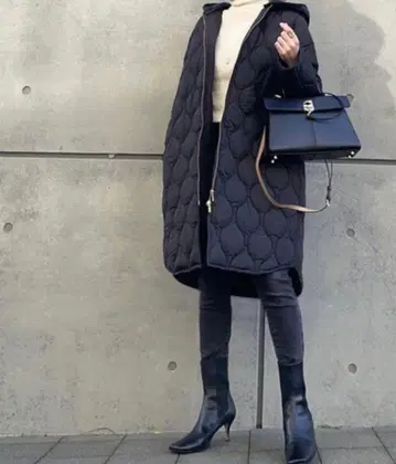 엠마 테일러 퀼팅 후드 코트 보아 안감 블랙 M