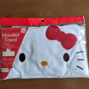 새상품 HELLO KITTY 후드 부착 타월 약 98cm x 35cm