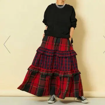 초귀여운 Freada 프리다 체크 프릴 플레어 캉캉 스커트