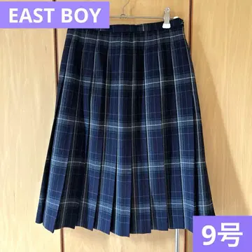 네이비 계열 체크 플리츠 스커트 사이즈 9