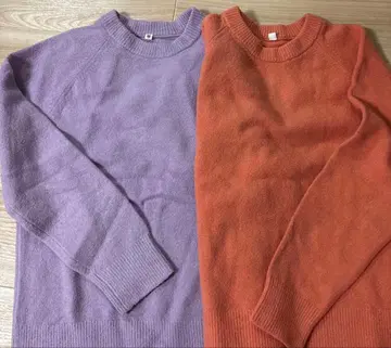 UNIQLO 보라색 & 오렌지 컬러 긴팔 니트 스웨터