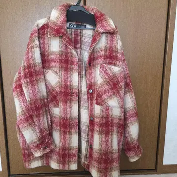 ZARA 체크 무늬 플리스 자켓 L 사이즈